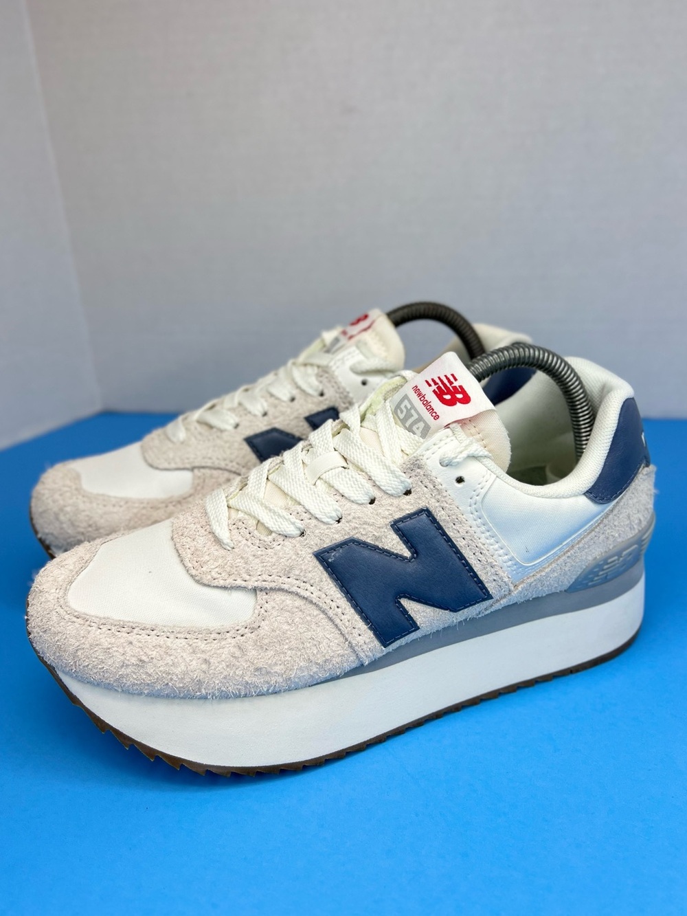 New Balance 574+ Platform Sneakers WL574ZQA Women's 8.5 Like New Worn 1X No Box
